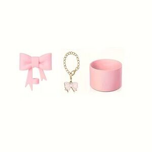 Pink Bow Tumbler Accessories Set